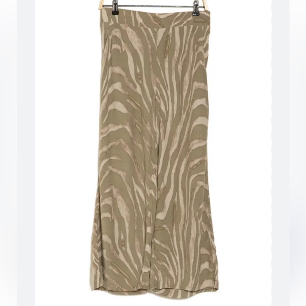 Philosophy Wide Leg Palazzo Pants Green Zebra Print NEW NWT